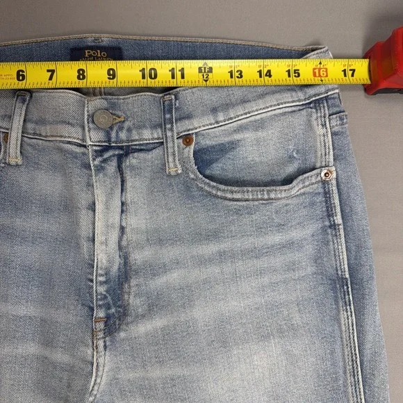 Polo Ralph Lauren Womens Mid-Rise Skinny Crop Blue Light Wash Denim Jeans 31x26 - Picture 13 of 16